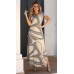 171123 - Vestido Longo Ramany Estampa Folhagem :: Bege